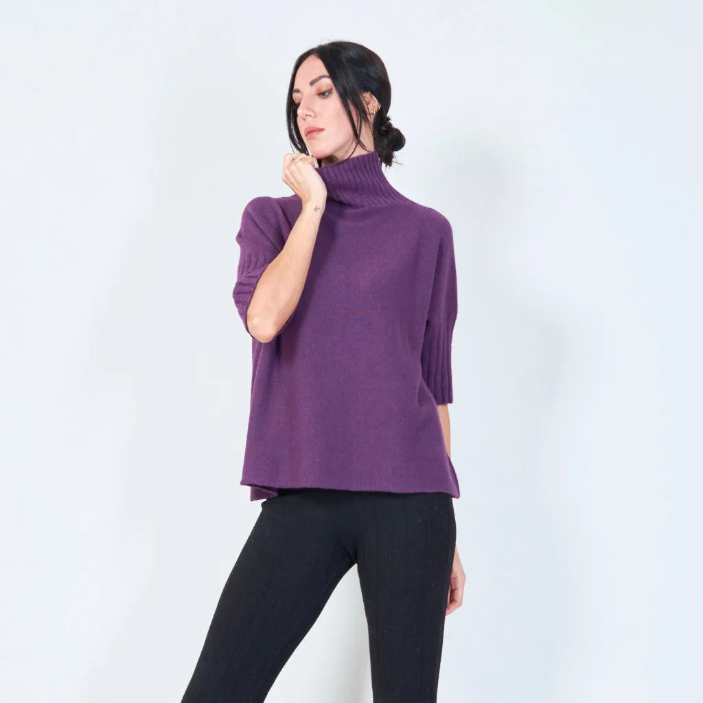 Ribbed turtleneck poncho wholesale