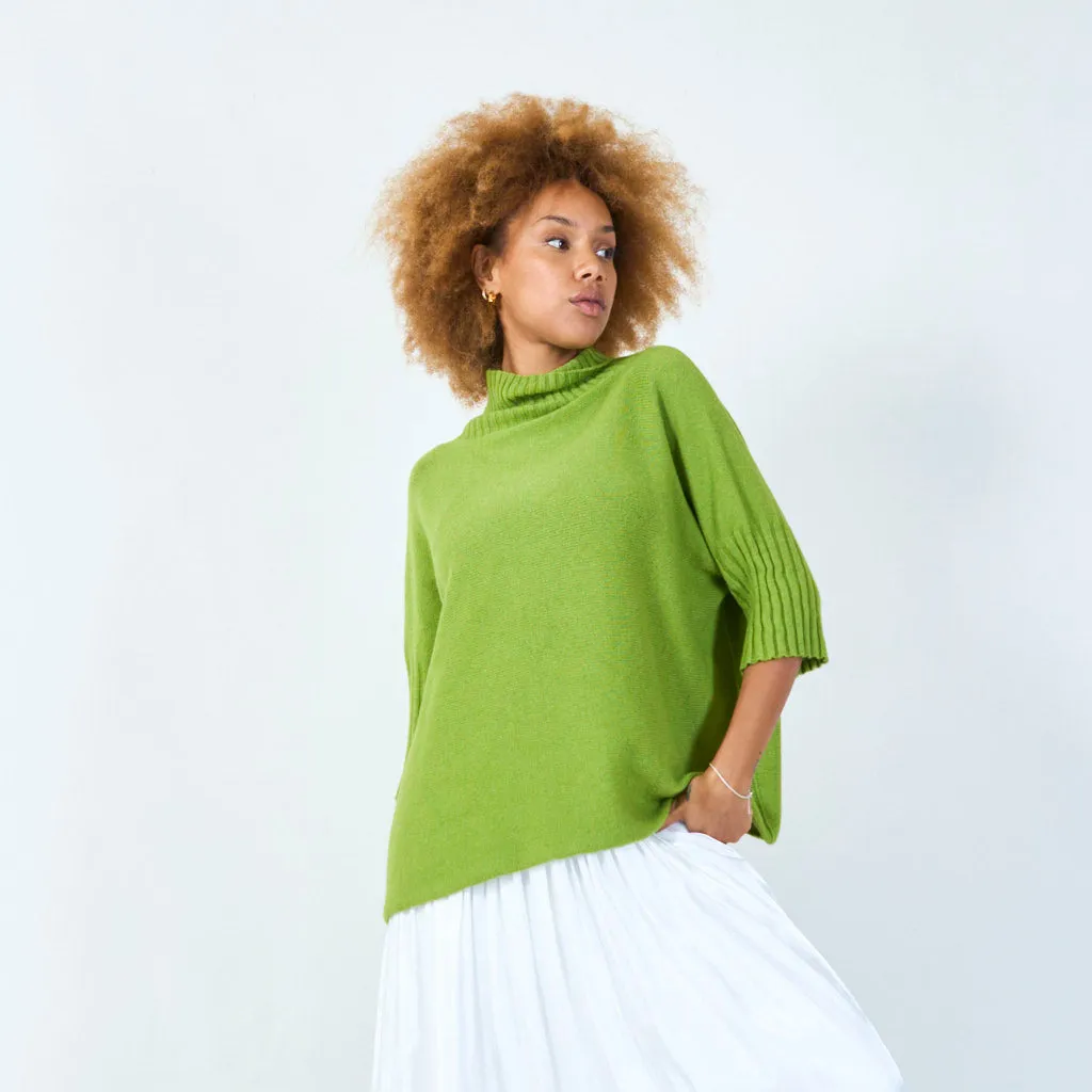 Ribbed turtleneck poncho wholesale