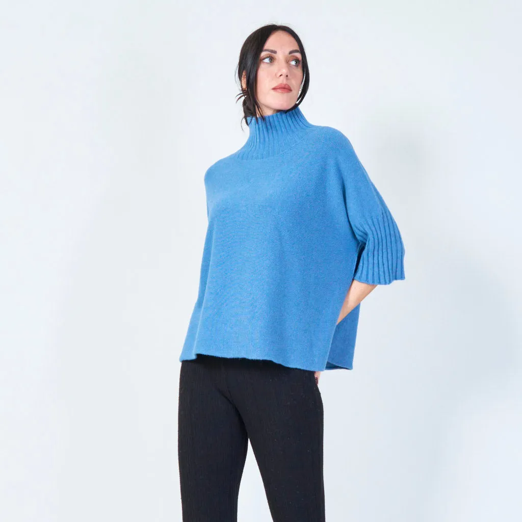 Ribbed turtleneck poncho wholesale