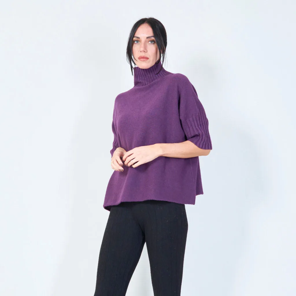 Ribbed turtleneck poncho wholesale