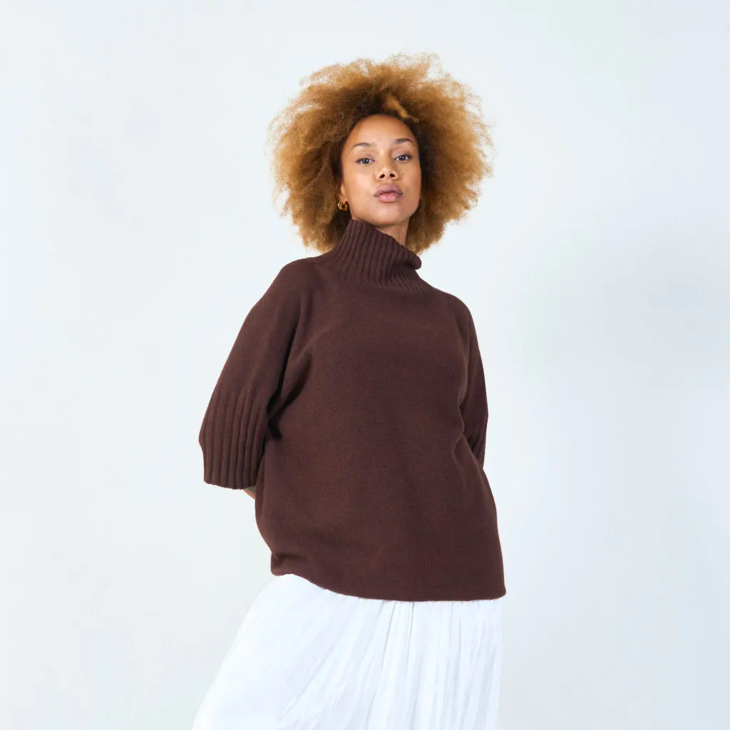 Ribbed turtleneck poncho wholesale