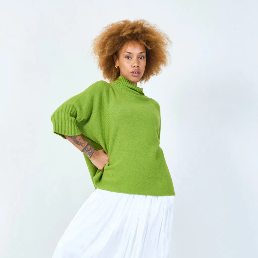 Ribbed turtleneck poncho wholesale