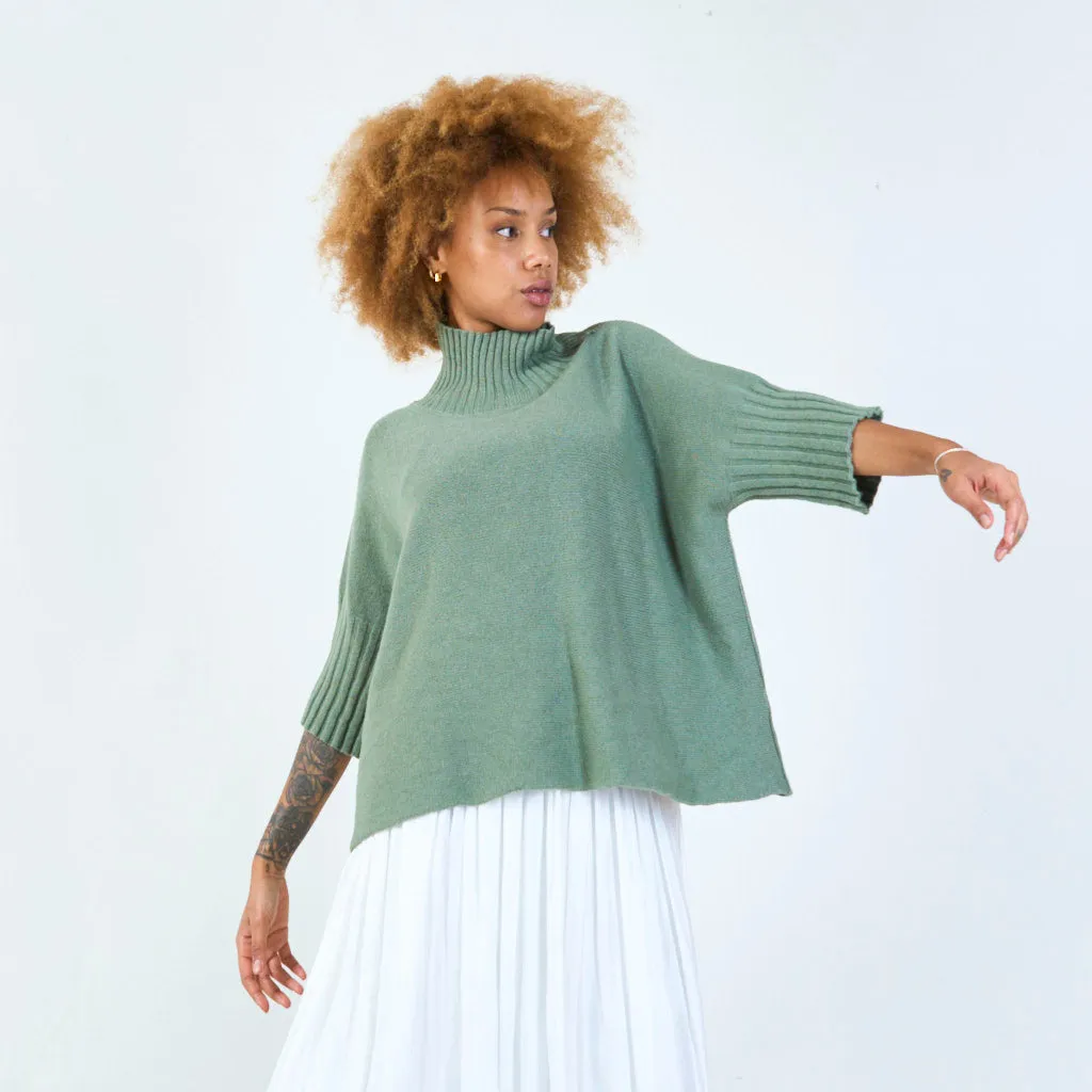 Ribbed turtleneck poncho wholesale