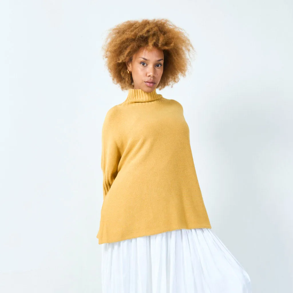 Ribbed turtleneck poncho wholesale