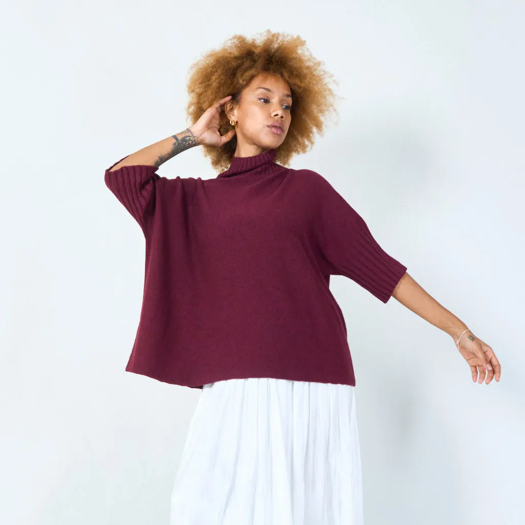 Ribbed turtleneck poncho wholesale