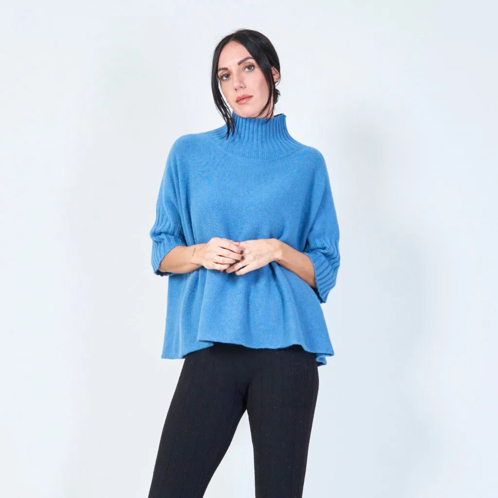 Ribbed turtleneck poncho wholesale