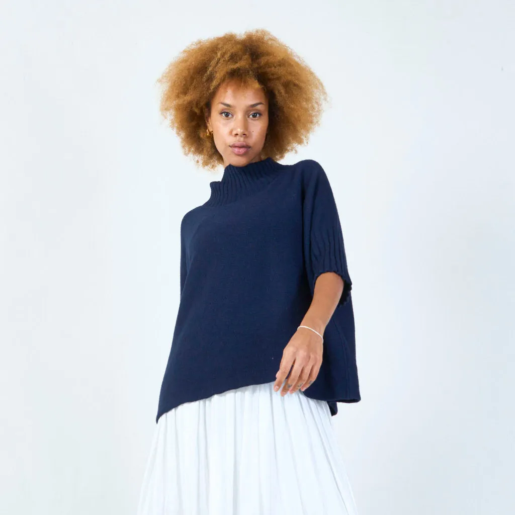 Ribbed turtleneck poncho wholesale