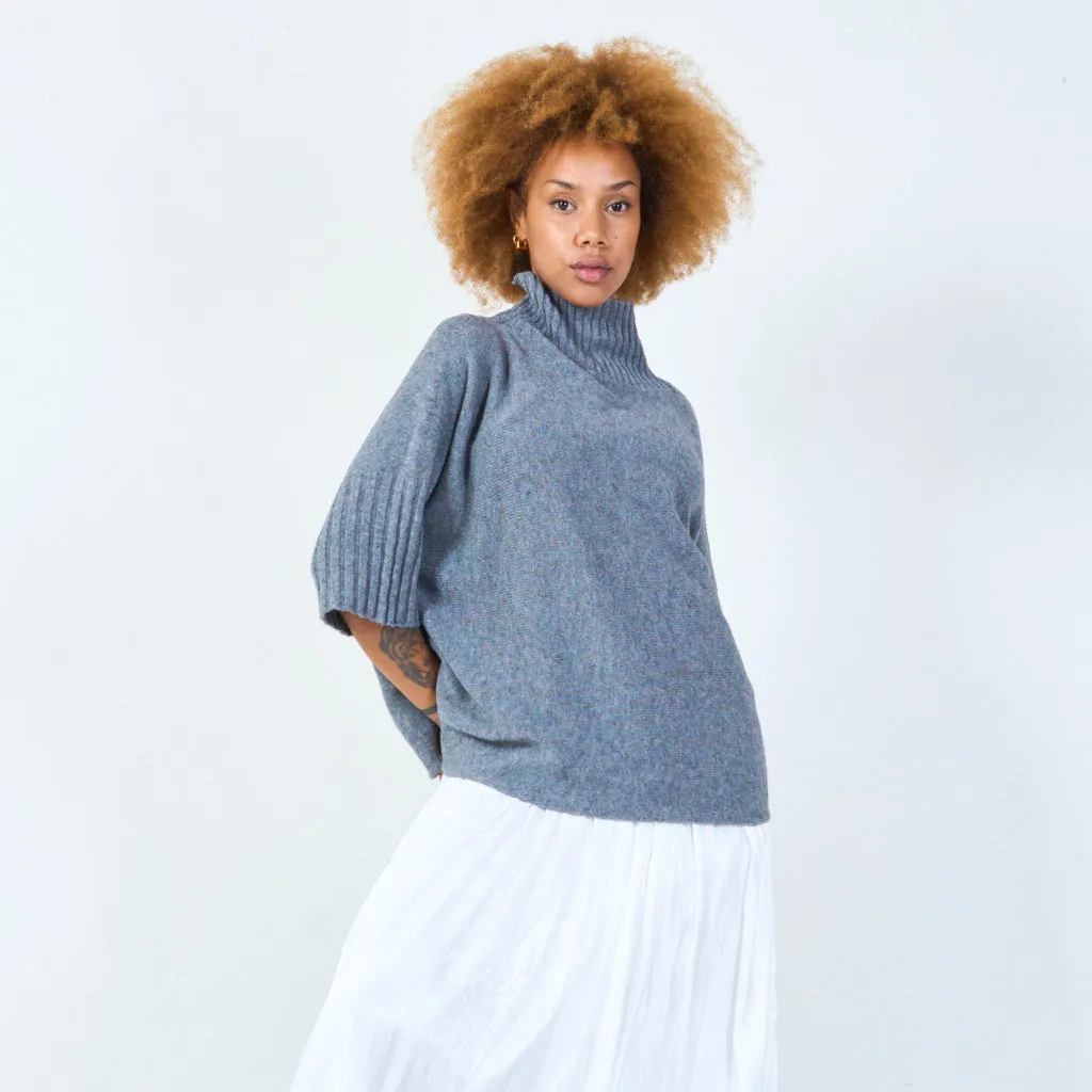 Ribbed turtleneck poncho wholesale