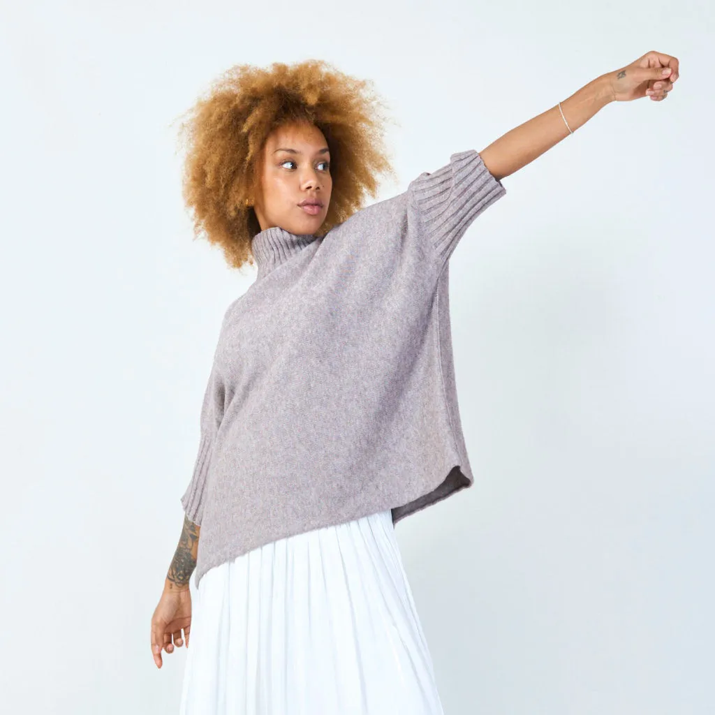 Ribbed turtleneck poncho wholesale