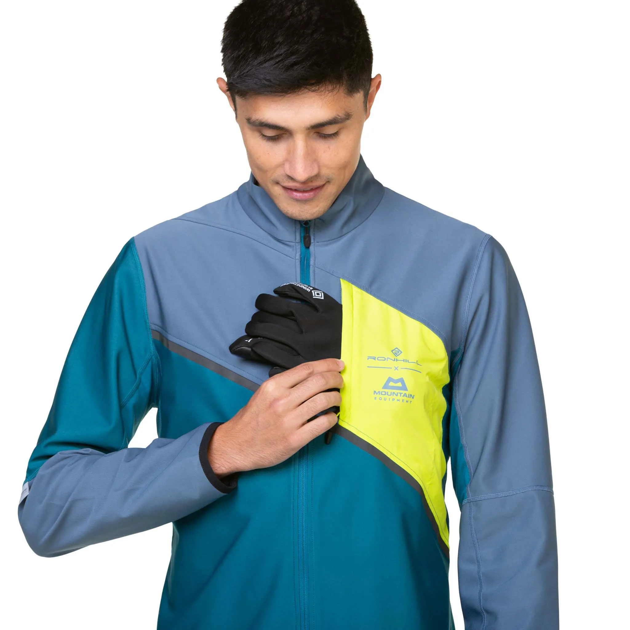 Ronhill | Men's Tech GORE-TEX Windstopper Jacket - Deep Teal/Lake Acid