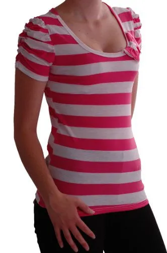 Roxanne Lace Back Striped Bow Tops