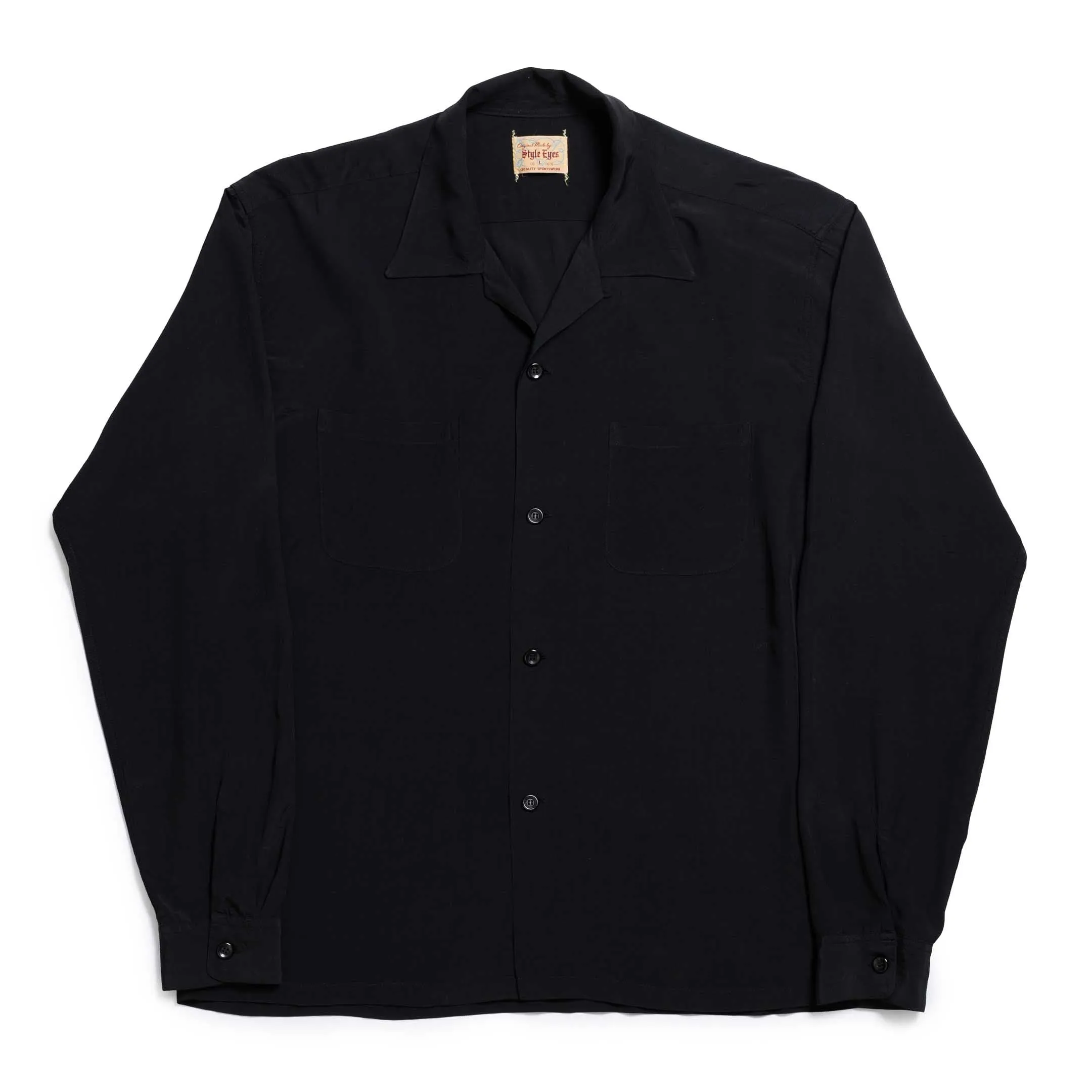 Style Eyes by Toyo Enterprise Plain Rayon Bowling Shirt Black