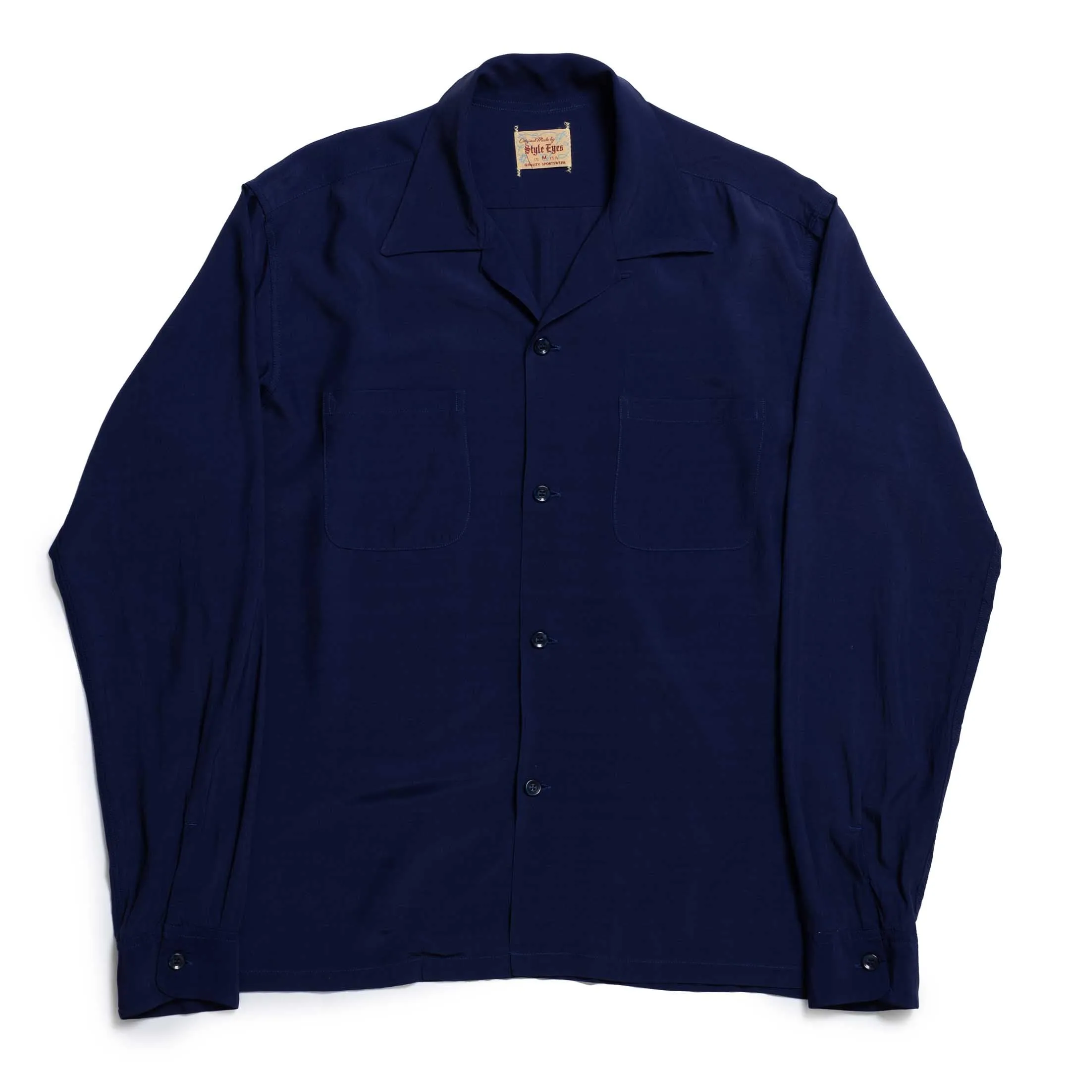 Style Eyes by Toyo Enterprise Plain Rayon Bowling Shirt Navy