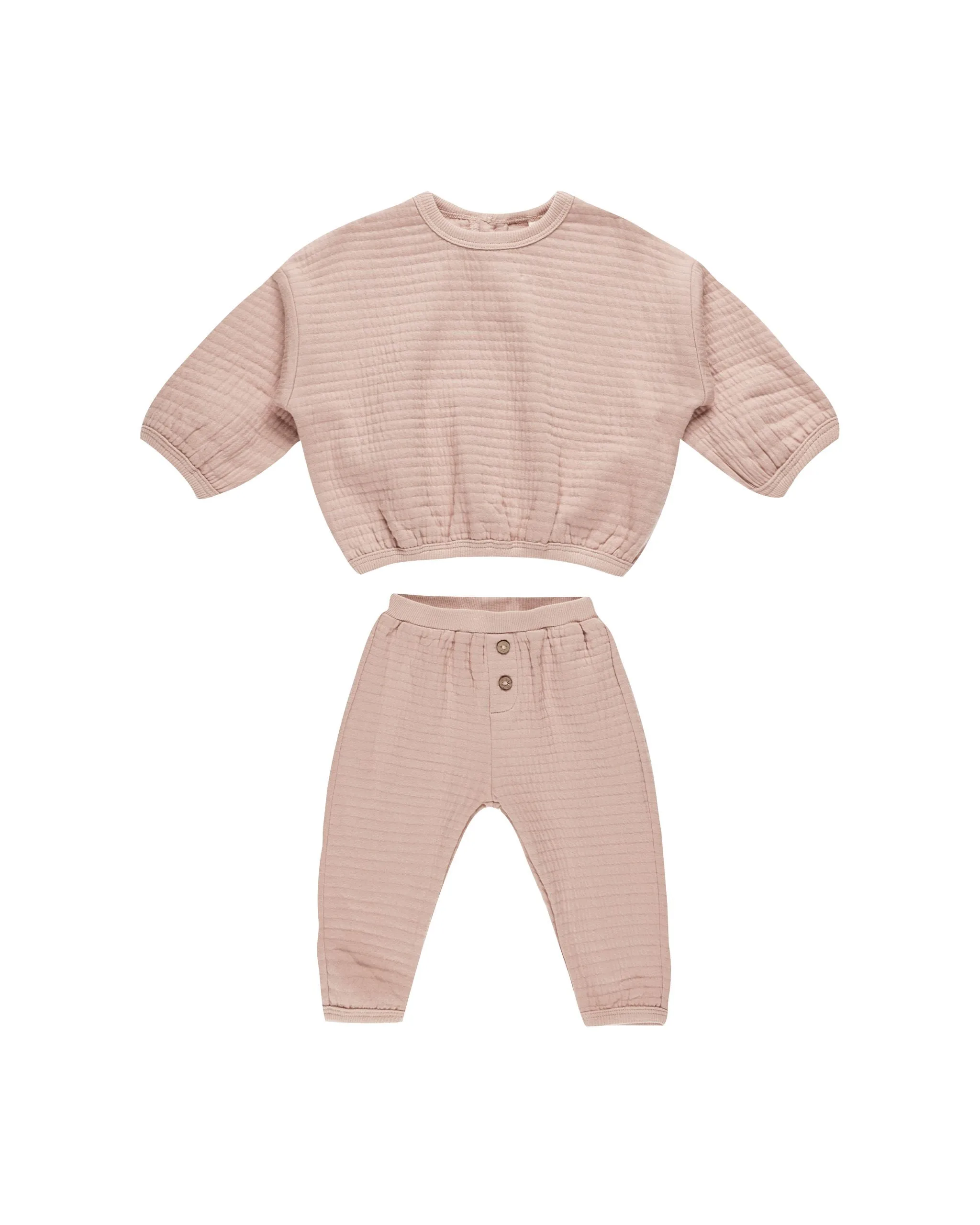 Textured Sweat Set - Blush