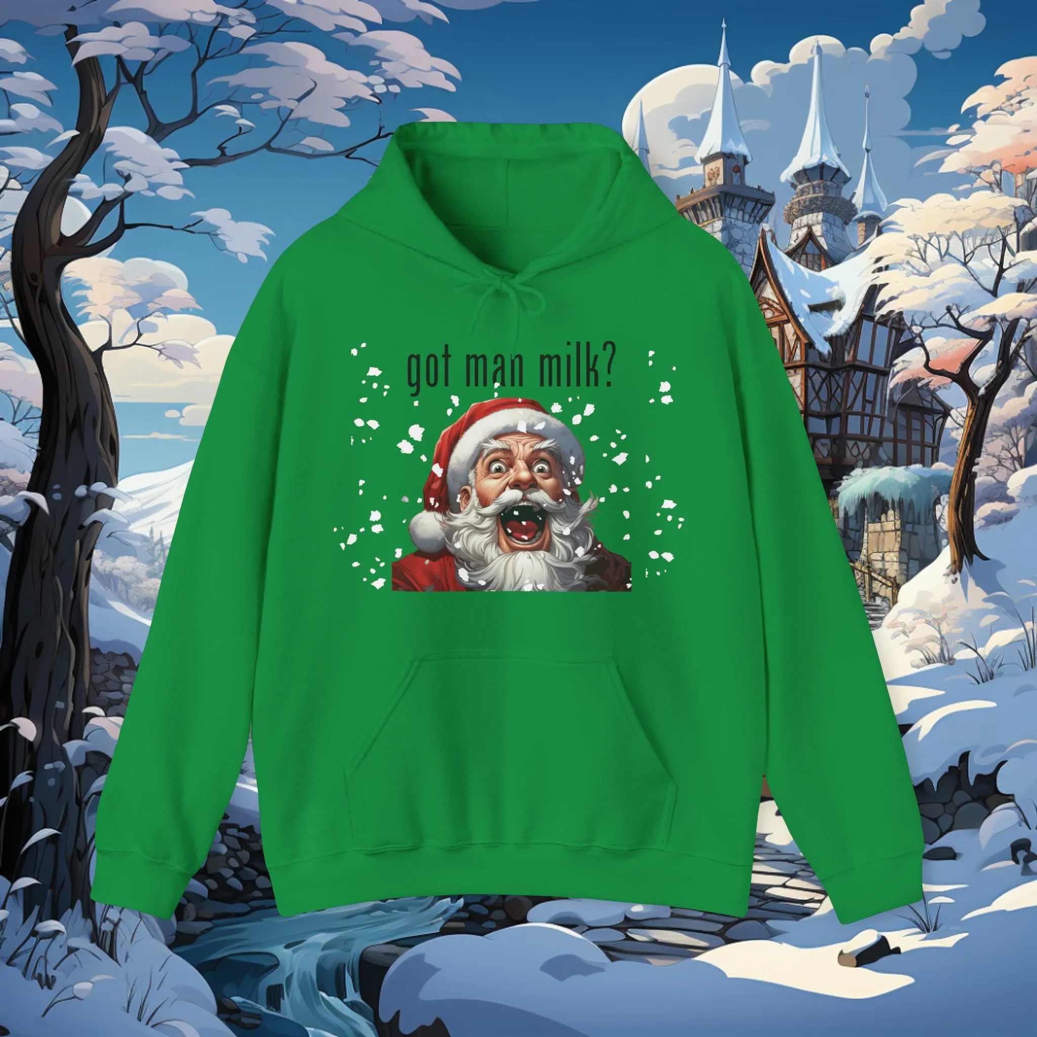 Unisex Frisky Santa Hooded Sweatshirt. Christmas Sweater/Hoodie. LGBTQ Apparel. Gay Apparel. Holiday Sweater. Christmas Clothes