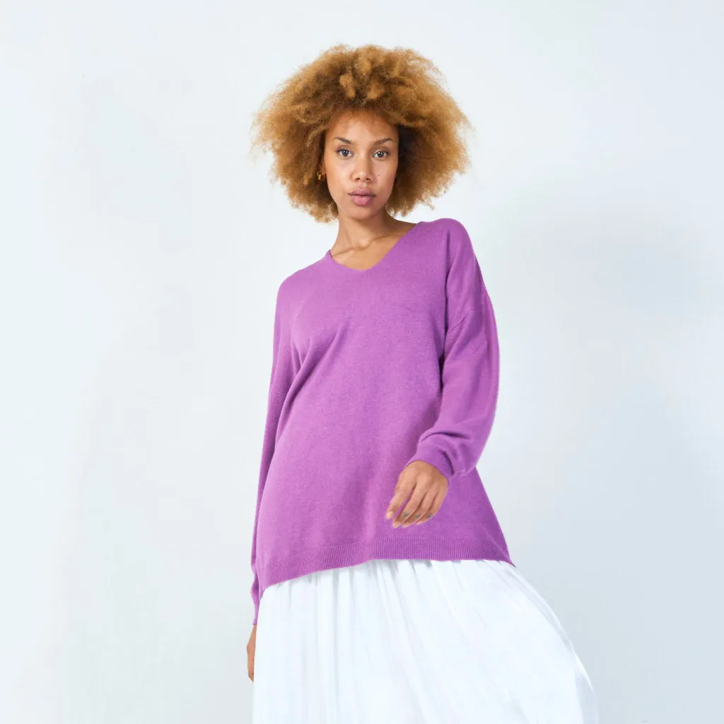 V-neck relaxed fit sweater wholesale