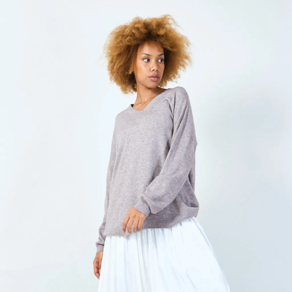 V-neck relaxed fit sweater wholesale