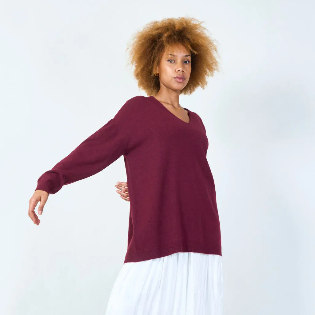 V-neck relaxed fit sweater wholesale