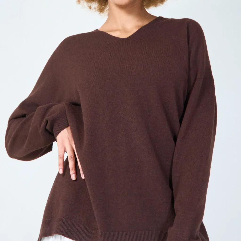 V-neck relaxed fit sweater wholesale