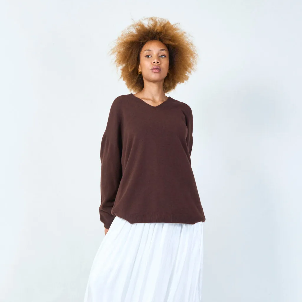 V-neck relaxed fit sweater wholesale