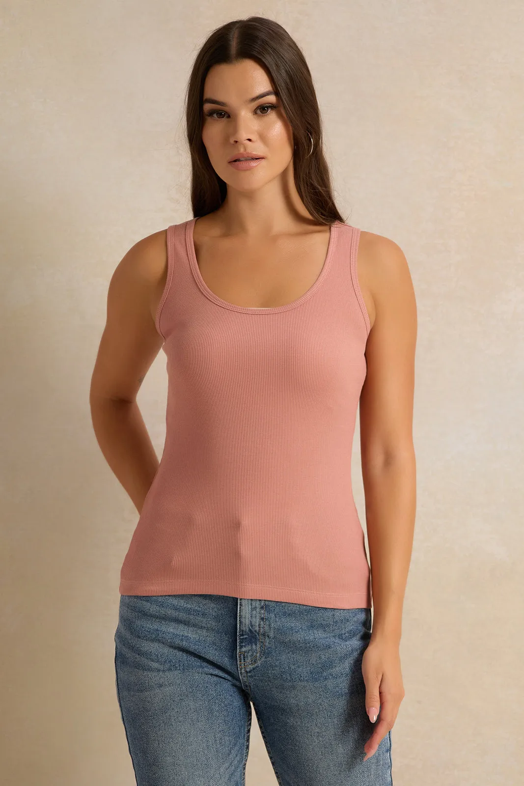 Women Pink Solid Vest