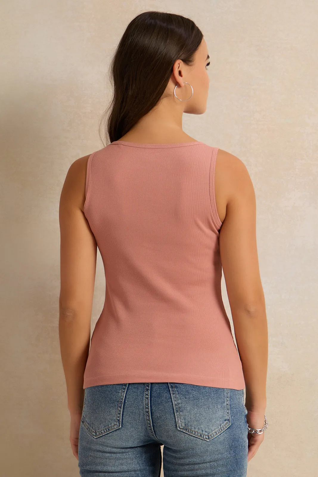 Women Pink Solid Vest