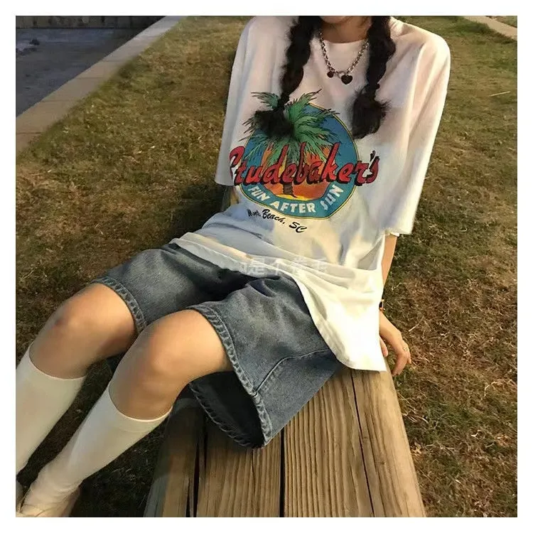 Women Vintage Streetwear Korean Denim Shorts