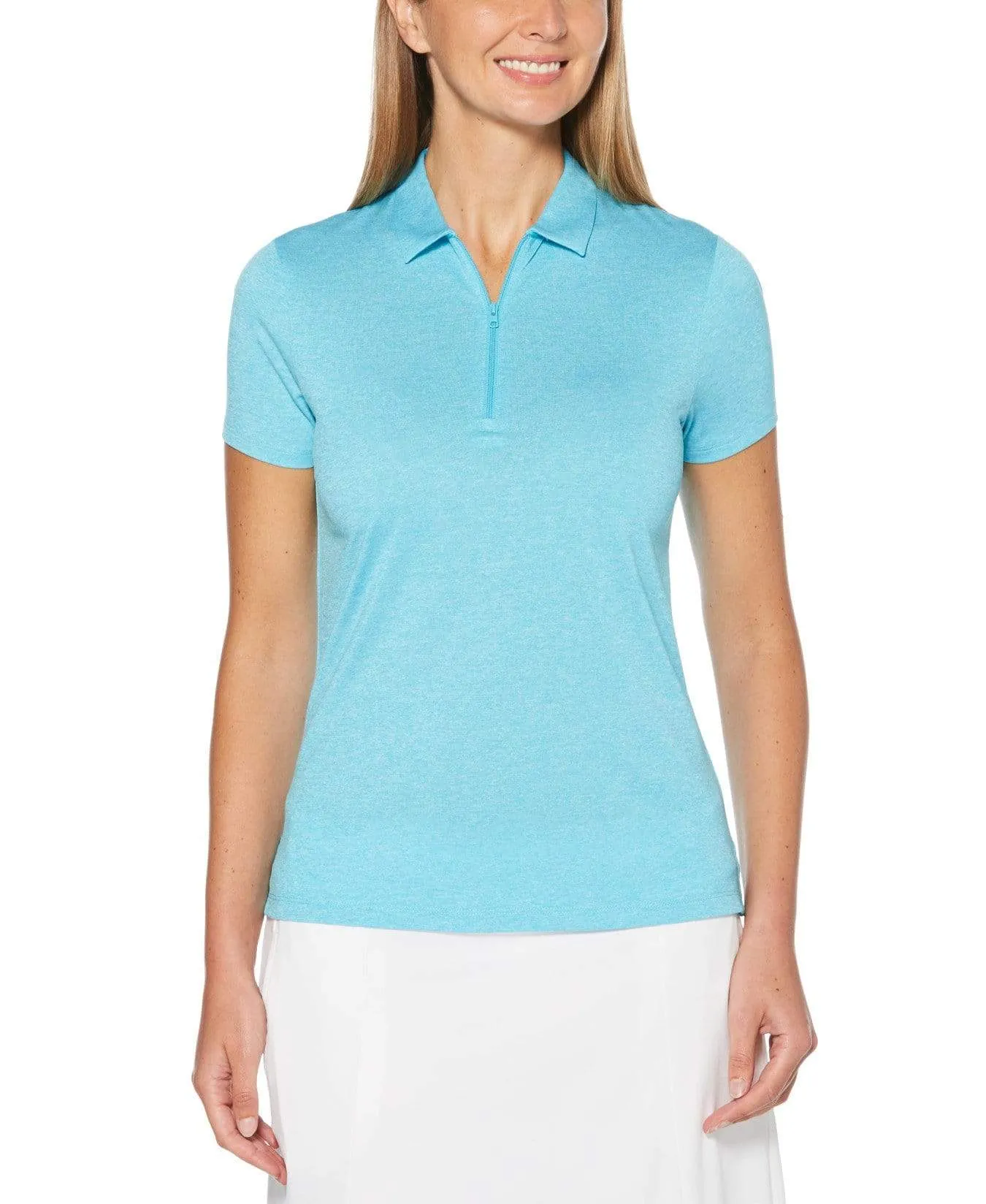 Womens 1/4 Zip Heather Polo