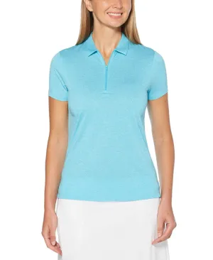 Womens 1/4 Zip Heather Polo