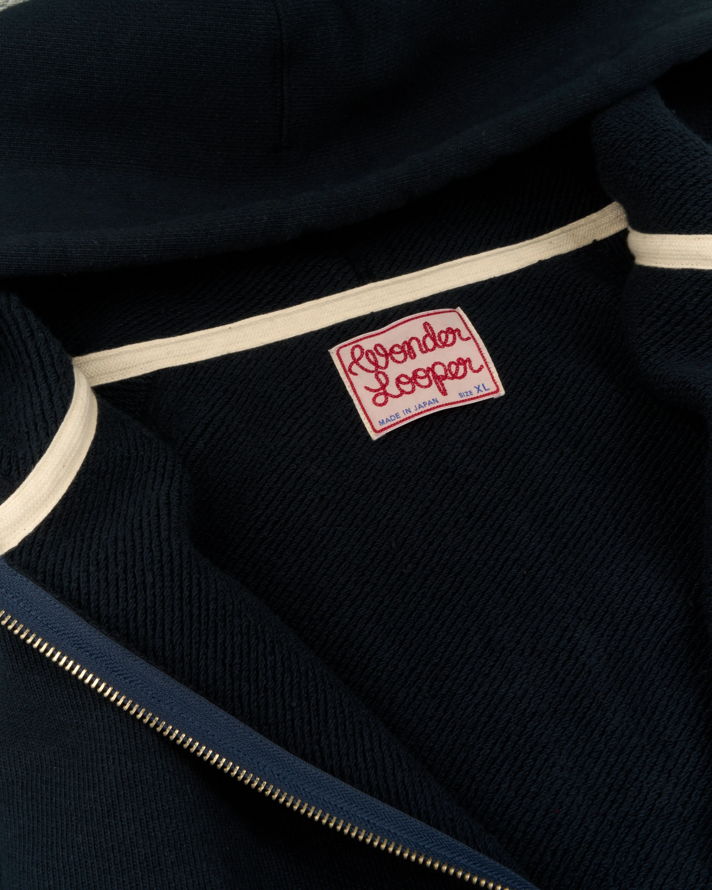 Wonder Looper 876gsm Double Heavyweight French Terry Zip Hoodie - Navy