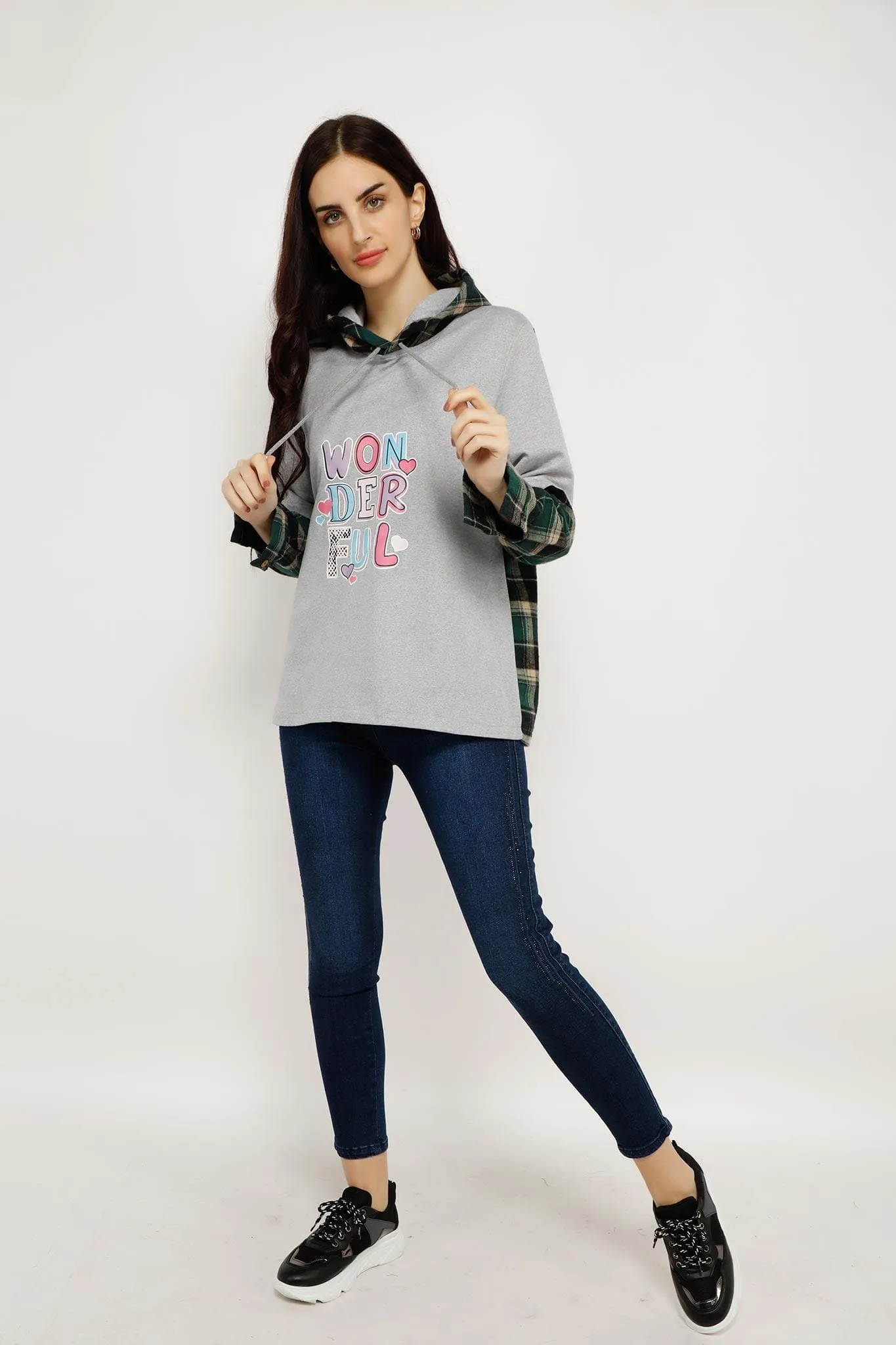 WONDERFUL CHECKERD HOODIES 2306MAD